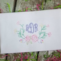 Vintage Rose Monogram Frame Machine Embroidery Design